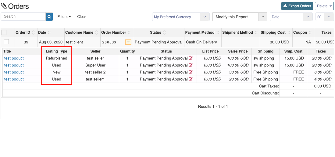 backend orders view